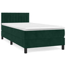 vidaXL sötétzöld bársony rugós ágy matraccal 90 x 200 cm
