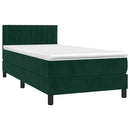 vidaXL sötétzöld bársony rugós ágy matraccal 100 x 200 cm