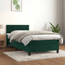 vidaXL sötétzöld bársony rugós ágy matraccal 100 x 200 cm