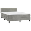 vidaXL világosszürke bársony rugós ágy matraccal 140x190 cm