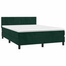 vidaXL sötétzöld bársony rugós ágy matraccal 140x190 cm