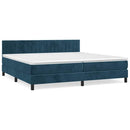 vidaXL sötétkék bársony rugós ágy matraccal 200x200 cm