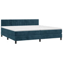 vidaXL sötétkék bársony rugós ágy matraccal 200x200 cm