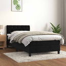 vidaXL fekete bársony rugós ágy matraccal 80 x 200 cm