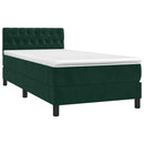 vidaXL sötétzöld bársony rugós ágy matraccal 90 x 200 cm