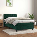 vidaXL sötétzöld bársony rugós ágy matraccal 90 x 200 cm