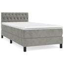 vidaXL világosszürke bársony rugós ágy matraccal 100 x 200 cm