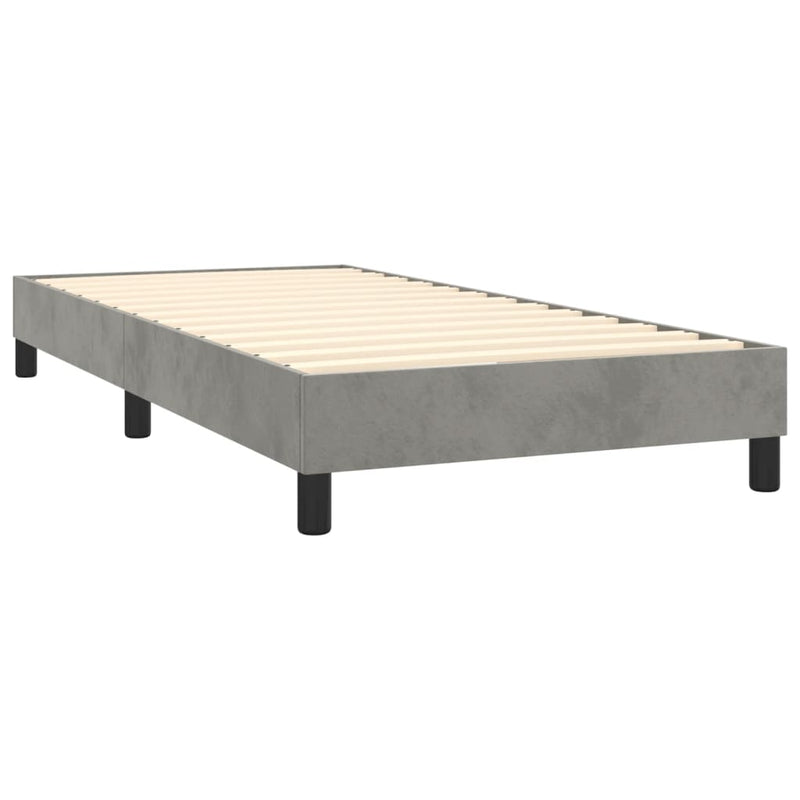 vidaXL világosszürke bársony rugós ágy matraccal 100 x 200 cm