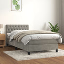 vidaXL világosszürke bársony rugós ágy matraccal 100 x 200 cm