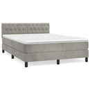 vidaXL világosszürke bársony rugós ágy matraccal 140x190 cm