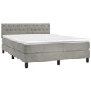 vidaXL világosszürke bársony rugós ágy matraccal 140x190 cm