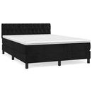 vidaXL fekete bársony rugós ágy matraccal 140 x 190 cm