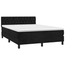 vidaXL fekete bársony rugós ágy matraccal 140 x 190 cm