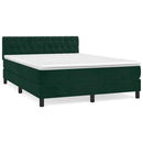 vidaXL sötétzöld bársony rugós ágy matraccal 140x190 cm