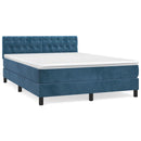 vidaXL sötétkék bársony rugós ágy matraccal 140x190 cm