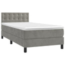 vidaXL világosszürke bársony rugós ágy matraccal 90x190 cm