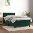 vidaXL sötétzöld bársony rugós ágy matraccal 90x190 cm
