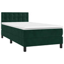 vidaXL sötétzöld bársony rugós ágy matraccal 90 x 200 cm