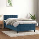 vidaXL sötétkék bársony rugós ágy matraccal 90 x 200 cm