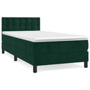 vidaXL sötétzöld bársony rugós ágy matraccal 100 x 200 cm