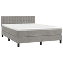 vidaXL világosszürke bársony rugós ágy matraccal 140x190 cm