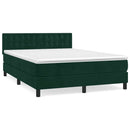 vidaXL sötétzöld bársony rugós ágy matraccal 140x190 cm