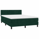 vidaXL sötétzöld bársony rugós ágy matraccal 140x190 cm
