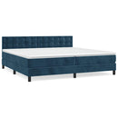 vidaXL sötétkék bársony rugós ágy matraccal 200x200 cm