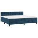 vidaXL sötétkék bársony rugós ágy matraccal 200x200 cm