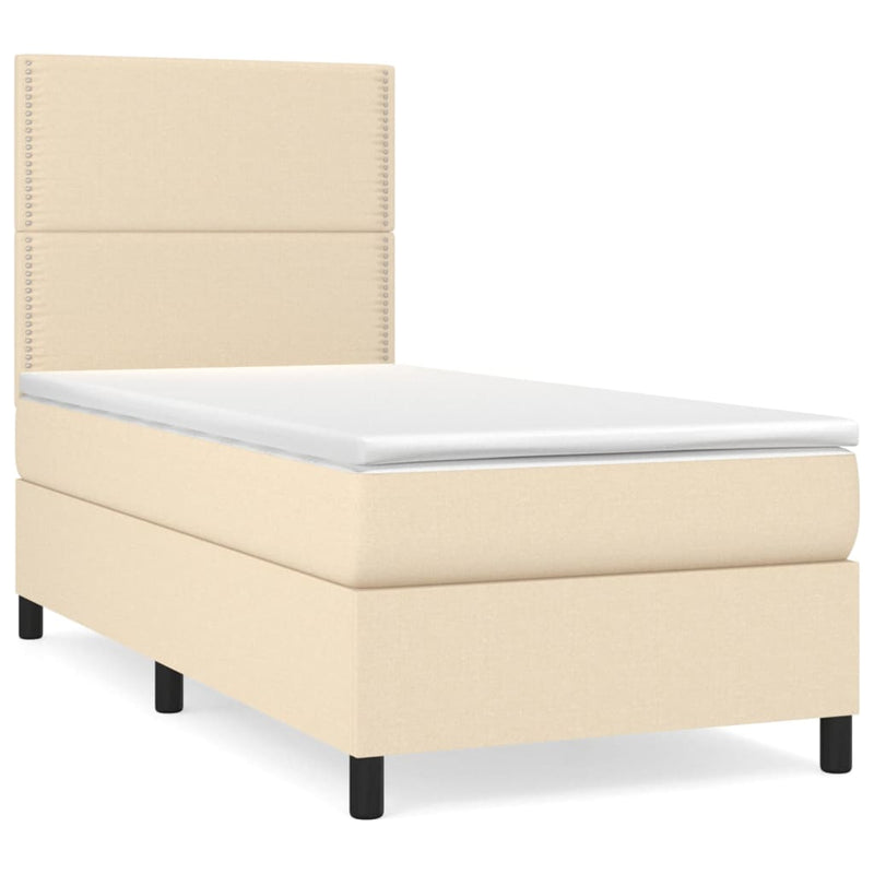 vidaXL krémszínű szövet rugós ágy matraccal 80 x 200 cm