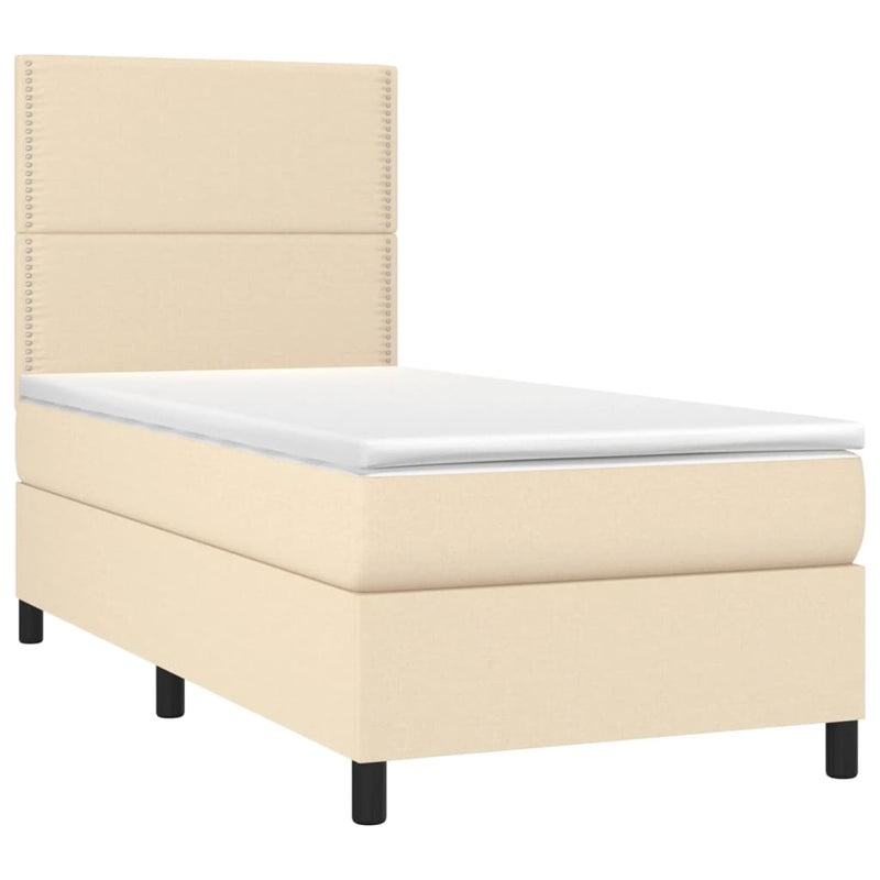 vidaXL krémszínű szövet rugós ágy matraccal 80 x 200 cm