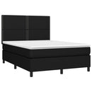 vidaXL fekete szövet rugós ágy matraccal 140 x 190 cm