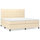 vidaXL krémszínű szövet rugós ágy matraccal 200 x 200 cm