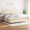 vidaXL krémszínű szövet rugós ágy matraccal 200 x 200 cm