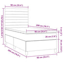 vidaXL sötétbarna szövet rugós ágy matraccal 90 x 200 cm