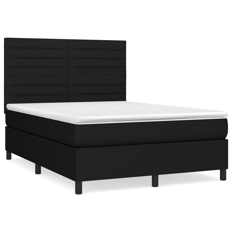 vidaXL fekete szövet rugós ágy matraccal 140 x 190 cm