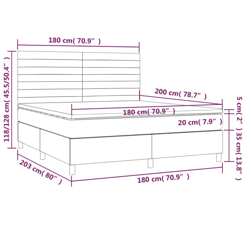 vidaXL tópszínű szövet rugós ágy matraccal 180 x 200 cm