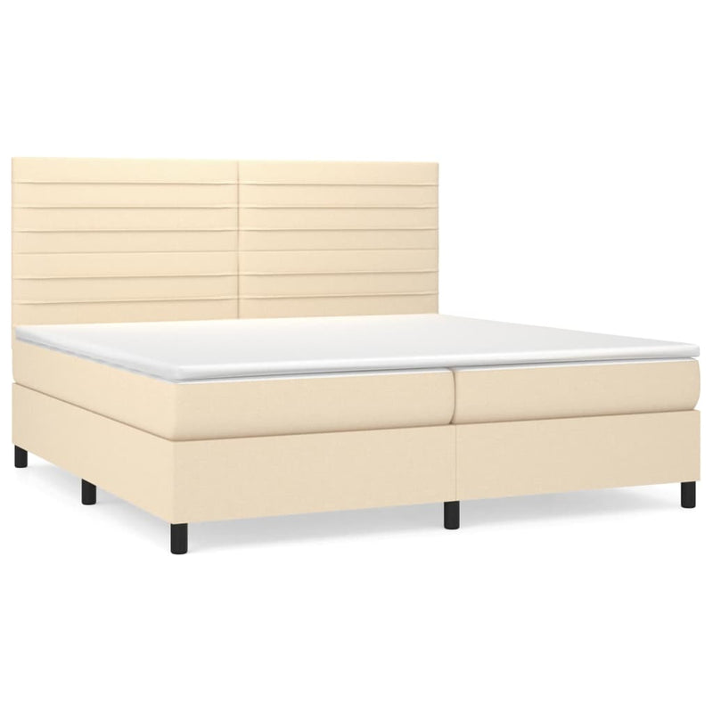 vidaXL krémszínű szövet rugós ágy matraccal 200 x 200 cm