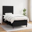 vidaXL fekete szövet rugós ágy matraccal 90x200 cm