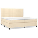 vidaXL krémszínű szövet rugós ágy matraccal 200 x 200 cm
