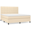 vidaXL krémszínű szövet rugós ágy matraccal 180 x 200 cm