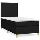 vidaXL fekete szövet rugós ágy matraccal 90x200 cm