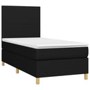 vidaXL fekete szövet rugós ágy matraccal 90x200 cm