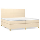 vidaXL krémszínű szövet rugós ágy matraccal 200 x 200 cm