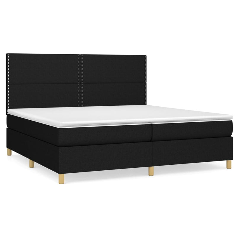vidaXL fekete szövet rugós ágy matraccal 200 x 200 cm