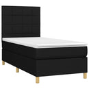 vidaXL fekete szövet rugós ágy matraccal 90x200 cm