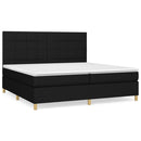 vidaXL fekete szövet rugós ágy matraccal 200 x 200 cm