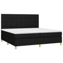 vidaXL fekete szövet rugós ágy matraccal 200 x 200 cm