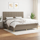 vidaXL tópszínű szövet rugós ágy matraccal 200 x 200 cm
