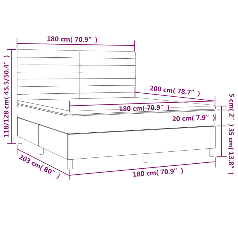 vidaXL tópszínű szövet rugós ágy matraccal 180 x 200 cm